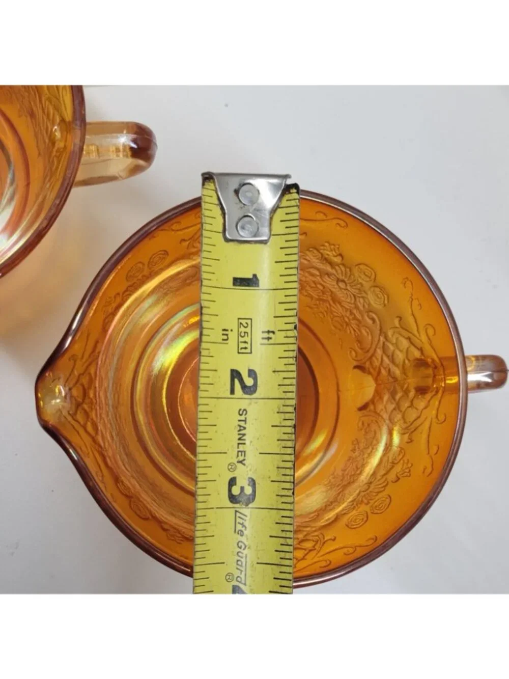 Normandie Iridescent Carnival Glass Sugar & Creamer Set Federal Glass Vintage